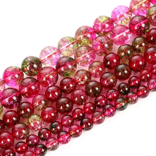 4–12 mm Natursteinperlen, rosarote Streifen, Achate, Turmalin, Tigerauge, Jadeperlen zur Schmuckherstellung, DIY-Armbänder, Zubehör – Wassermelonenkristall – 8 mm – ca. 45 Stück von YYTRV