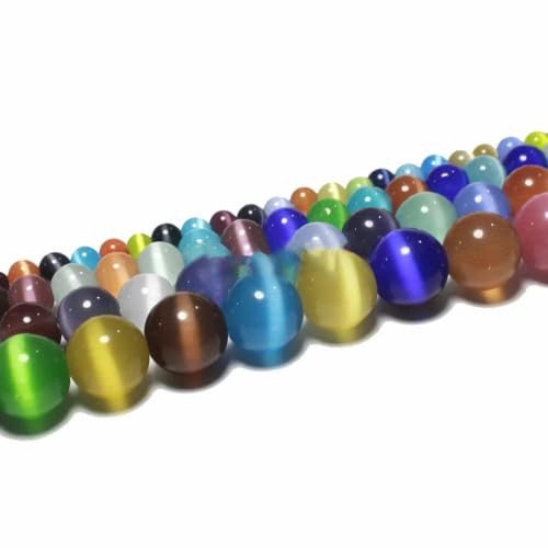 4 6 8 10 12 mm AAA bunte Katzenaugen-Glasperlen, lose, runde Abstandsperlen zur Schmuckherstellung, DIY-Armband, Ohrringe, Zubehör, bunt, 10 mm, ca. 36 Stück von YYTRV