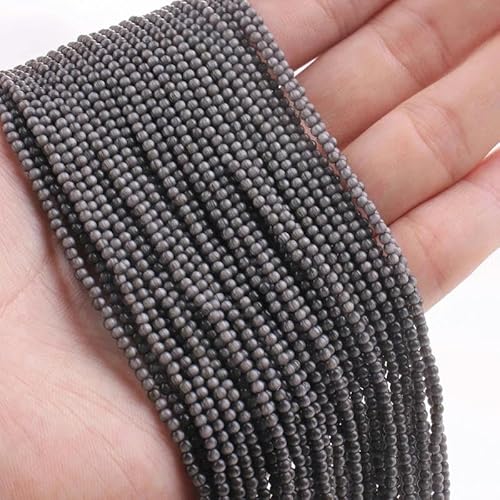 900 Stück Katzenauge-Glasperlen, 2 mm, rund, lose Abstandshalter, kleine Perlen zur Schmuckherstellung, DIY-Armbänder, Halskettenzubehör, 5 Stränge-5.L.Grau-2 mm (ca. 900 Stück) von YYTRV