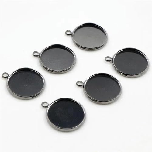 Cabochon-Anschluss, 14,0 mm, 16 mm, 18 mm, Eisenmaterial, 7 Farben, plattiert, eine Schlaufe zum Aufhängen, Basis, 20 Stück – Gun Black – 14,0 mm von YYTRV