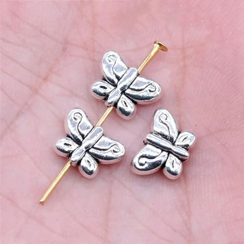 Charms in großen Mengen für Schmuckherstellungsset, Anhänger, DIY-Schmuckzubehör, Schmetterling, Engelsflügel, Abstandsperlen mit kleinem Loch, A03, 20 Stück, 11 x 8 mm von YYTRV