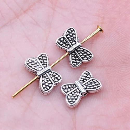 Charms in großen Mengen für Schmuckherstellungsset, Anhänger, DIY-Schmuckzubehör, Schmetterling, Engelsflügel, kleine Loch-Abstandshalter, Perlen-A02-20 Stück-11 x 7 mm von YYTRV