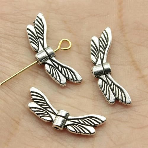 Charms in großen Mengen für Schmuckherstellungsset, Anhänger, DIY-Schmuckzubehör, Schmetterling, Engelsflügel, kleine Loch-Abstandshalter, Perlen-A08-20 Stück-20 x 7 mm von YYTRV