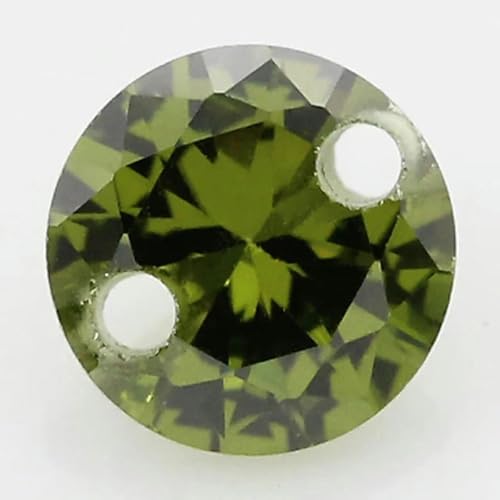 Doppellochperlen, Zirkonia-Steine, AAAAA, runde Form, Zirkonia-Steine, lose zur Herstellung von DIY-Schmuck, Zirkon mit Löchern, Peridot, 12,0 mm, 50 Stück von YYTRV