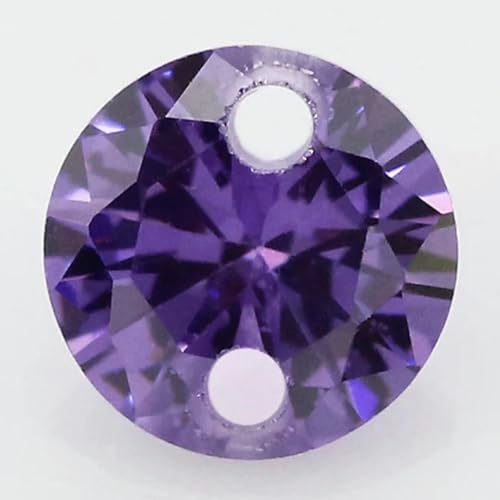 Doppellochperlen, Zirkoniasteine, AAAAA, runde Form, Zirkoniasteine, lose zur DIY-Schmuckherstellung, Zirkon mit Löchern, Amethyst, 11,0 mm, 50 Stück von YYTRV