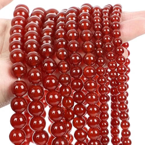 Natürliche rote Steinperlen, Tigerauge, rosa Achat, Quarz, Jade, lose Abstandsperlen zur Schmuckherstellung, DIY-Armband, Halskettenzubehör, Roter Achat A, 8 mm, ca. 45 Stück von YYTRV