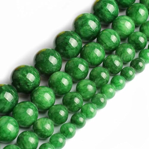 Natursteine, grüne Achat-, Jade-, Jaspis- und Tigerauge-Perlen, rund, lose Schmuckperlen zur Herstellung von Armbändern, DIY-Zubehör, 15 Zoll, dunkelgrüne Jade, 4,0 mm, ca. 91 St von YYTRV