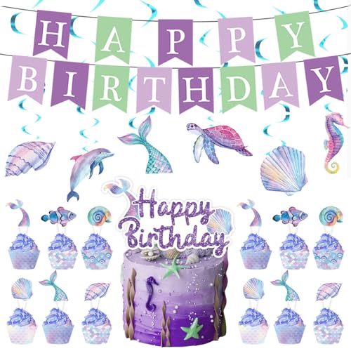 32 StüCk Meerjungfrau Cupcake Topper Meerjungfrau Tortendeko Ocean Theme Topper Meerjungfrau TortenstäNder Pappteller Meerjungfrau FüR Cupcake Toppers Wrappers Meerjungfrau Thema Party Dekoration von YYUEZHI