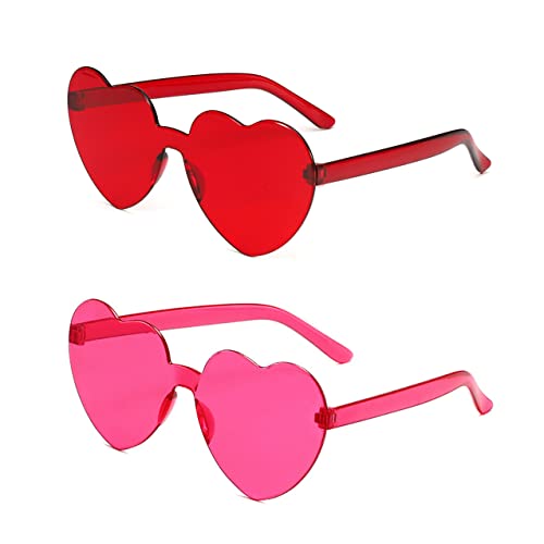 YYaaTING 2 Paar Randlose Herz Brille Hippie Partybrillen für Fasching Geburtstagsfeier Halloween Party Strand Sommer Lustige Partybrillen für Erwachsene Jungen und Mädchen von YYaaTING