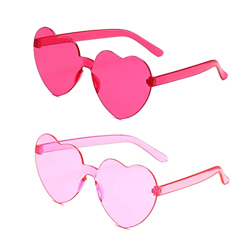 YYaaTING 2 Paar Randlose Herz Brille Hippie Partybrillen für Fasching Geburtstagsfeier Halloween Party Strand Sommer Lustige Partybrillen für Erwachsene Jungen und Mädchen von YYaaTING