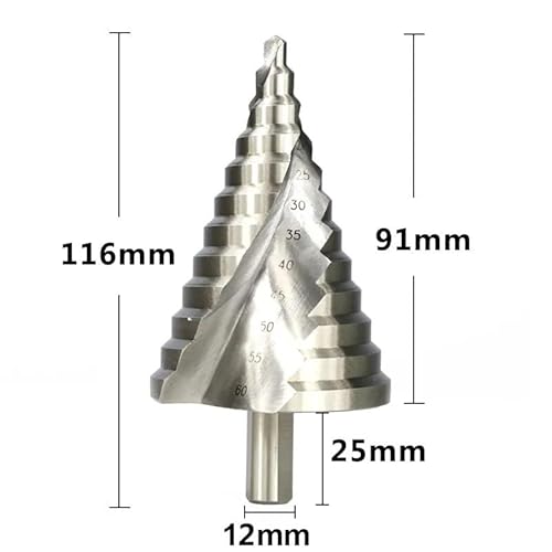 1 stück 4-32mm 6-60mm Stufenbohrer Spiralrillen Pagodenbohrer Dreieckschaft Lochschneider(1pc 6-60mm) von YZADSXCL