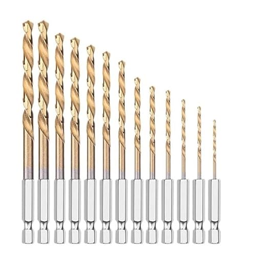 13-teiliges Bohrerset mit 60–120 mm Sechskantschaft, 1,5–6,5 mm Schnellarbeitsstahl-Bohrer for Elektroschrauber von YZADSXCL