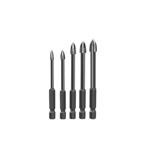 5/6-teiliges Set Kreuzsechskant-Fliesenbohrer-Set for Glas, Keramik, Beton, Hartmetall-Lochöffner, Ziegel, Hartlegierung, Dreieck-Bit-Tool-Kit(B-4-5-6-8-10-12mm) von YZADSXCL