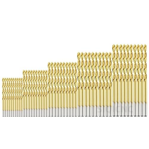 50 Stücke Professionelle Titanbeschichtete Bohrer HSS Hochgeschwindigkeitsstahl Bohrer Set Werkzeug Elektrowerkzeuge 1/1,5/2/2,5/3mm(50pcs 6542 1.1mm) von YZADSXCL