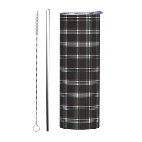 YZDPLO Golf Gti Plaid Trinkbecher, Edelstahl, Vakuumisolierung, Reisebecher, sicherer Deckel, Wasser-Kaffeetasse, Strohhalm und Bürste im Lieferumfang enthalten, für Zuhause, Büro, Schule, von YZDPLO