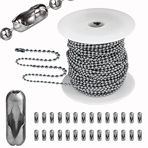 Edelstahl-Kugelkette, Halskette, Kugelperlen, 16.8 m Perlenkette, Kugelkette, DIY-Handwerk, 2.0 mm Durchmesser von YZDTECH