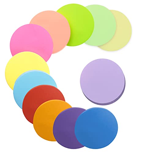 12 Farben Farbige Haftnotizen, Haftnotizen Klebezettel, Farbig Runden Notizblöck Super Sticky Notes für Büro Zuhause Schule Sitzung (Runden+600 Blatt+60 * 60mm) von YZDZSW