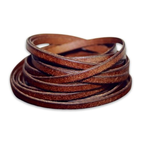 YZROHYI Lederband Flach 5mm Braun,Lederriemen MeterwareLederband Breit,Leder Streifen Natur,Lederschnur,Lederbänder für Armbänder,Lederbänder Zum Basteln,Kunstlederband Breit für Dekorieren -5 Meter von YZROHYI