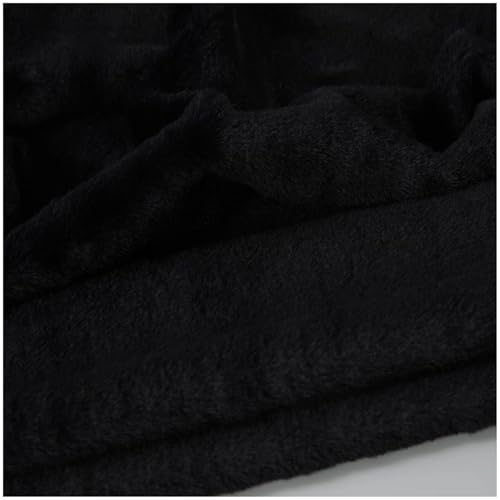 YZRXD Zotteliger Kunstpelz-Stoff Kunstfell Fellimitat Stoff Weiches 8mm Kurzfloriges Plüschstoff Hohe Dichte 160x50cm für Kostüm Teppich Basteln Polstermöbel(Color:schwarz) von YZRXD