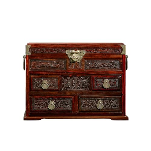 Schmuck-Organizer, Schmuckschatulle, Schmuck-Aufbewahrungsbox, rotes Rosenholz, Schmuckschatulle, Aufbewahrungsbox, Massivholz, Retro-Schmuckschatulle, Kommode, Schmuckschatulle, Ohrring-Schmuckscha von YZYJYKLT