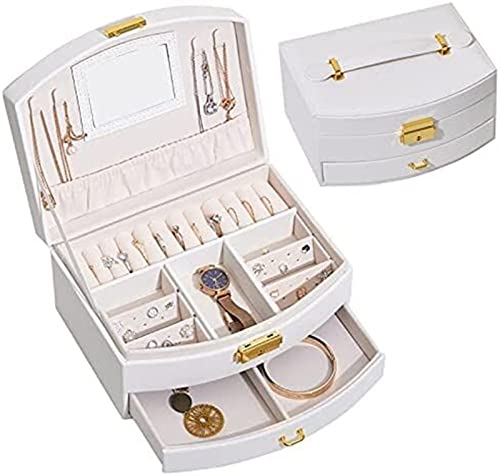 Schmuck-Reisebox Rosa/Grün/Weiß Schmuckschatulle mit großem Fassungsvermögen zur Aufbewahrung von Ohrringen Schmuckschatulle mit Doppelschicht-Schloss Multifunktionale Schmuckaufbewahrung Schmucksch von YZYJYKLT