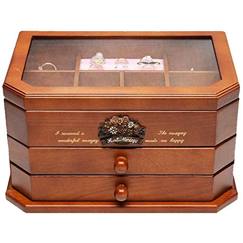 YZYJYKLT Große Kommode Valet Box & Herren Schmuckschatulle Organizer mit großer Station Schmuck Organizer Box Schmuckschatulle Holz Aufbewahrungsbox mit Schublade Hohe Kapazität G von YZYJYKLT