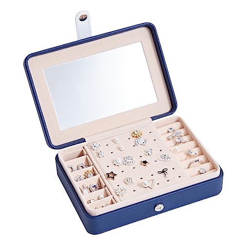 YZYJYKLT Schmuck-Organizer, Schmuckschatulle, Aufbewahrungsbox, europäischer Stil, kleine tragbare Aufbewahrung für Ohrringe, Schmuck, Halsketten, Ohrringe, Ringe, Reisebox, Ohrring-Schmuckschatulle von YZYJYKLT