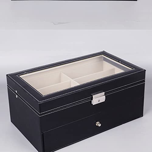 YZYJYKLT Schmuckschatulle, doppellagig, PU-Leder, Aufbewahrungsbox für Brillen, Schmuck, Sonnenbrillen, Brillen, Display, Organizer, Halter, Geschenkboxen von YZYJYKLT