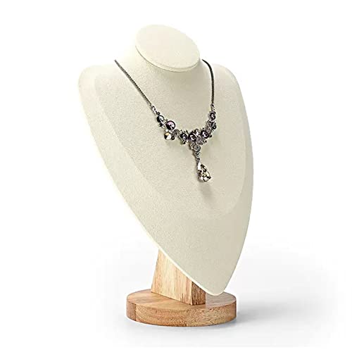 YZYJYKLT Schmuckständer, Schmuckständer aus beigefarbenem Samt, Halskettenständer, Anhänger-Display, Büste, Choker-Halter, Schmuckständer, Anhänger-Organizer-Rack für die Präsentation von Schmuck von YZYJYKLT