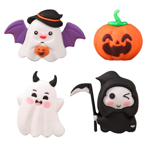 YZZT 4pcs Tortendeko Halloween Halloween Papier Cupcake Topper Cake Toppers Halloween Beinhaltet Fledermaus, Kürbis, Sensenmann 4-teiliges Set Gummi für Party und Dessertdekorationen von YZZT