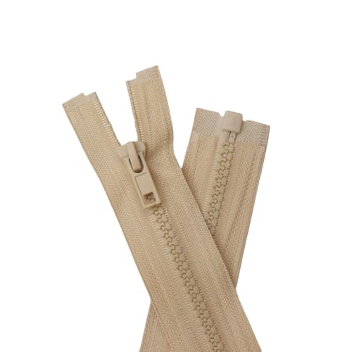 YaHoGa 2 Stück #5 55,9 cm Trennreißverschlüsse für Jacken und Jacken, Beige, geformte Kunststoff-Reißverschlüsse, Großpackung (55,9 cm, Beige) von YaHoGa