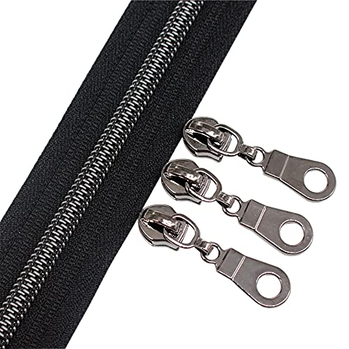 YaHoGa 9 m Schwarze Nickel endlos Reißverschluss Meterware Schwarz Reissverschluss 6mm-Spirale + 25 Nonlock-Zipper (Nickelschwarz Schwarz) von YaHoGa