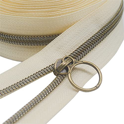 YaHoGa 9 m bronzefarbene endlos Reißverschluss Meterware Beige Reissverschluss 6mm-Spirale + 20 Nonlock-Zipper (bronzefarbene Beige) von YaHoGa