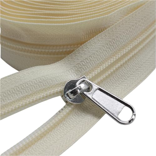 YaHoGa 9 m endlos Reißverschluss Meterware Reissverschluss 6mm-Spirale + 25 Nonlock-Zipper für bettwäsche (#5 Beige) von YaHoGa