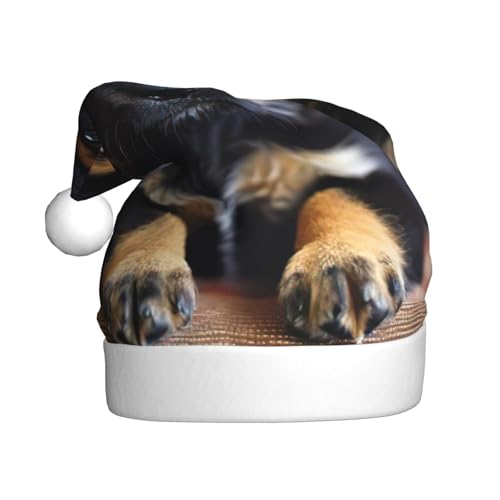 YaWea Weihnachtsmütze mit Hunde-Aufdruck, lustige Weihnachtsmütze für Erwachsene, Samt, Weihnachtsgeschenk, Partyzubehör von YaWea