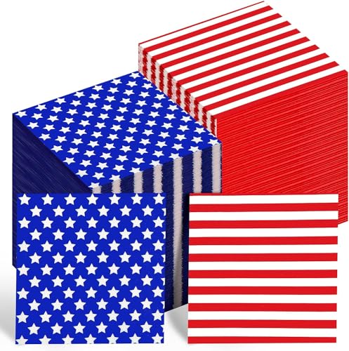 Amerikanische Party Dekorationen 96Pcs Amerikanische Flagge Servietten rot weiß und blau Papier Servietten Sterne und Streifen Cocktail Servietten für 4. Juli Unabhängigkeitstag Dekorationen von YaYuanSun