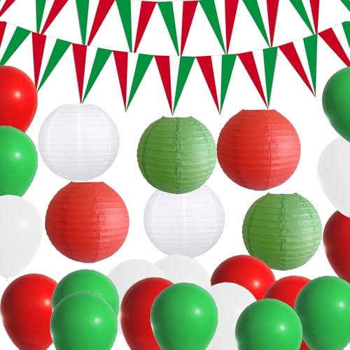 Italienische Party Dekorationen Set 2 Italien Flagge Banner 6 Grün Weiß Rot Italienische Laternen 30 Latex Luftballons mit Bändern für Italien Geburtstag Baby Dusche Patriotisch Jahrestag Dekor von YaYuanSun