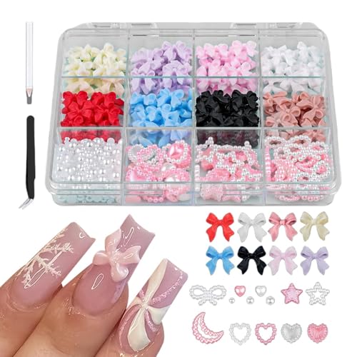 Yabauuop Perlen-Nagel-Charm, 3D-Nagel-Charm,3D-Nageldekoration in mehreren Formen | Crafts Design-Zubehör, Multi-Form-Perle, Herz, Stern-Nageljuwelen für die -Dekoration von Yabauuop