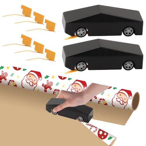 Geschenkpapier Schneider für Rollen, 2 Stück Geschenkpapier Cutter mit 6 austauschbaren Klingen, Geschenkpapier Schneider für Geschenkpapier, Weihnachten usw (2 x ohne Griffe) von Yabound