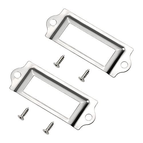 Etiketten-Halter, 2,36" x 0,83" (L x B) Etikettenrahmen aus Metall, Etikettenhalter, Hardware mit Befestigungsschrauben for Büro, Bibliothek, Akten, Möbel, Schubladen, Boxen, Koffer, Schränke, Karten, von YacHEkia