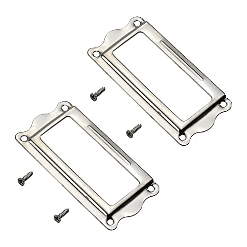 Etiketten-Halter, 2,52"x1,22" (LxB) Etikettenrahmen aus Metall, Etikettenhalter, Hardware for Büro, Bibliothek, Akten, Möbel, Schubladen, Boxen, Schränke, Karten, Silber-Weiß-Ton(4pcs) von YacHEkia