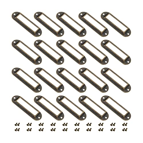 Etiketten-Halter, 20-teilige Etikettenhalter aus Metall, 2,76 x 0,83 Zoll (L x B), Etikettenrahmen for Namenskarten mit M2,5 x 8 mm Befestigungsschrauben for Büro, Bibliothek, Aktenschrank, Möbelschub von YacHEkia