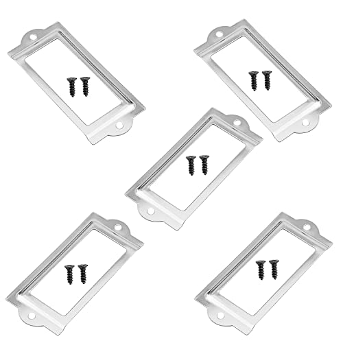 Etiketten-Halter, 83 x 30 mm (L x B) Etikettenrahmen aus Metall, Etikettenhalter, Hardware mit M2,5 x 8 mm Befestigungsschrauben for Büro, Bibliothek, Aktenschrank, Möbel, Schubladen, Boxen, Koffer, S von YacHEkia