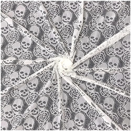Weißer Spitzenstoff, weicher und strapazierfähiger Spitzenstoff pro Yard, 152,4 x 368,6 cm, Totenkopf-Rosenmuster, Spitze, Kleidungsnähstoff, 2 Yards DIY Handwerk Spitze für Tischdecke, Vorhänge, Weißer Spitzenstoff, weicher und strapazierfähiger Spitzenstoff pro Yard, 152,4 x 368,6 cm, Totenkopf-Rosenmuster, Spitze, Kleidungsnähstoff, 2 Yards DIY Handwerk Spitze für Tischdecke, Vorhänge, von Yachirobi