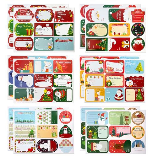 Yaclonq 108 Stück Weihnachten Etiketten, Weihnachtsaufkleber Selbstklebend Klebeetiketten Beschriften Aufkleber Weihnachtssticker Etiketten Geschenkaufkleber Namensetiketten für Geschenkumschläge von Yaclonq