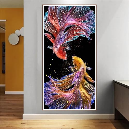 5D Diamond Painting Erwachsene Groß XXL 60x30cm Diamant Painting Bilder Tiere Diamond Art Koi Fisch Malen nach Zahlen DIY Full Diamant Kunst Malerei Stickerei Set Kreuzstich für Home Wand Dekor JH-701 von Yagagse