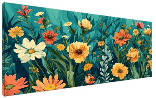 Anlage Malen Nach Zahlen Erwachsene Blume Malen Nach Zahlen XXL 80x160cm Komplettset ohne Rahmen DIY Bastelset Erwachsene Frauen Malen Nach Zahlen Leinwand Bild für Anfänger und Kinder, Mädchen G3-447 von Yagagse