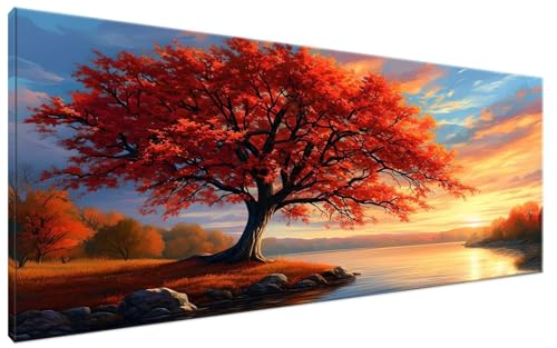 Baum Malen Nach Zahlen Erwachsene Sonnenuntergang Malen Nach Zahlen XXL 40x70cm Komplettset ohne Rahmen DIY Bastelset Erwachsene Frauen Malen Nach Zahlen Leinwand Bild für Anfänger und Kinder G3-156 von Yagagse