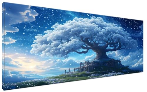 Baum Malen Nach Zahlen Erwachsene Sternenhimmel Malen Nach Zahlen XXL 30x60cm Komplettset ohne Rahmen DIY Bastelset Erwachsene Frauen Malen Nach Zahlen Leinwand Bild für Anfänger Kinder, Deko G3-63 von Yagagse