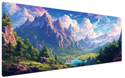 Berg Malen Nach Zahlen Erwachsene Wolke Malen Nach Zahlen XXL 40x90cm Komplettset ohne Rahmen DIY Bastelset Erwachsene Frauen Malen Nach Zahlen Leinwand Bild für Anfänger und Kinder, Mädchen G3-129 von Yagagse